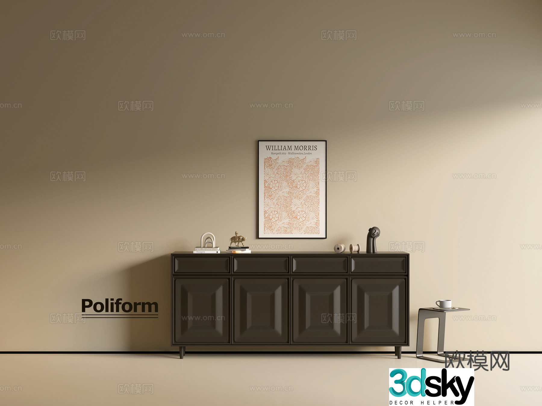 Modern black cabinet ins wind side cabinet chest cabinet low cabinet whole cabinet dining side cabinet balcony cabinet 3d model