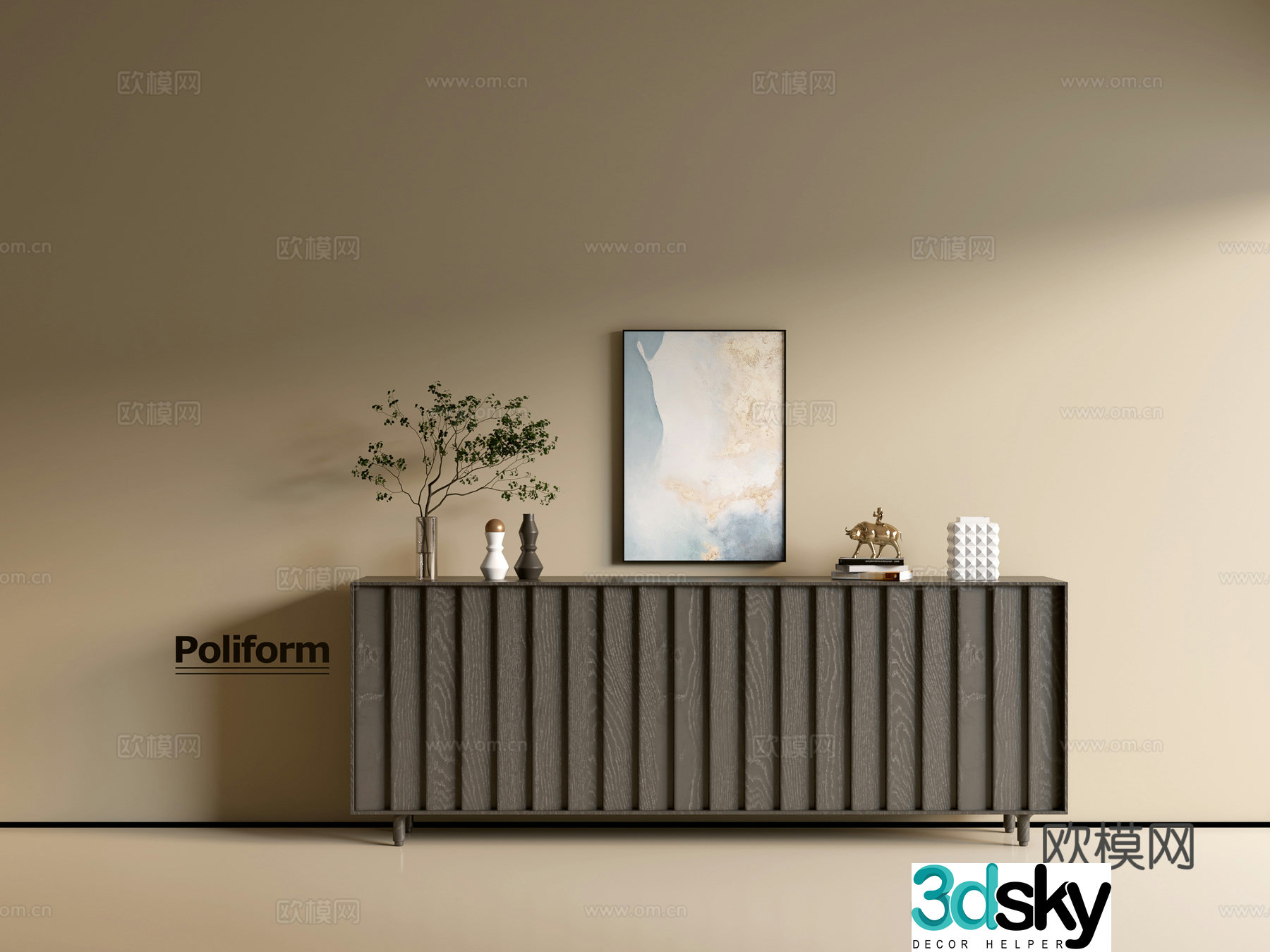 Modern black wood grain cabinet ins wind minimalist wind cabinet whole cabinet sideboard balcony cabinet 3d model