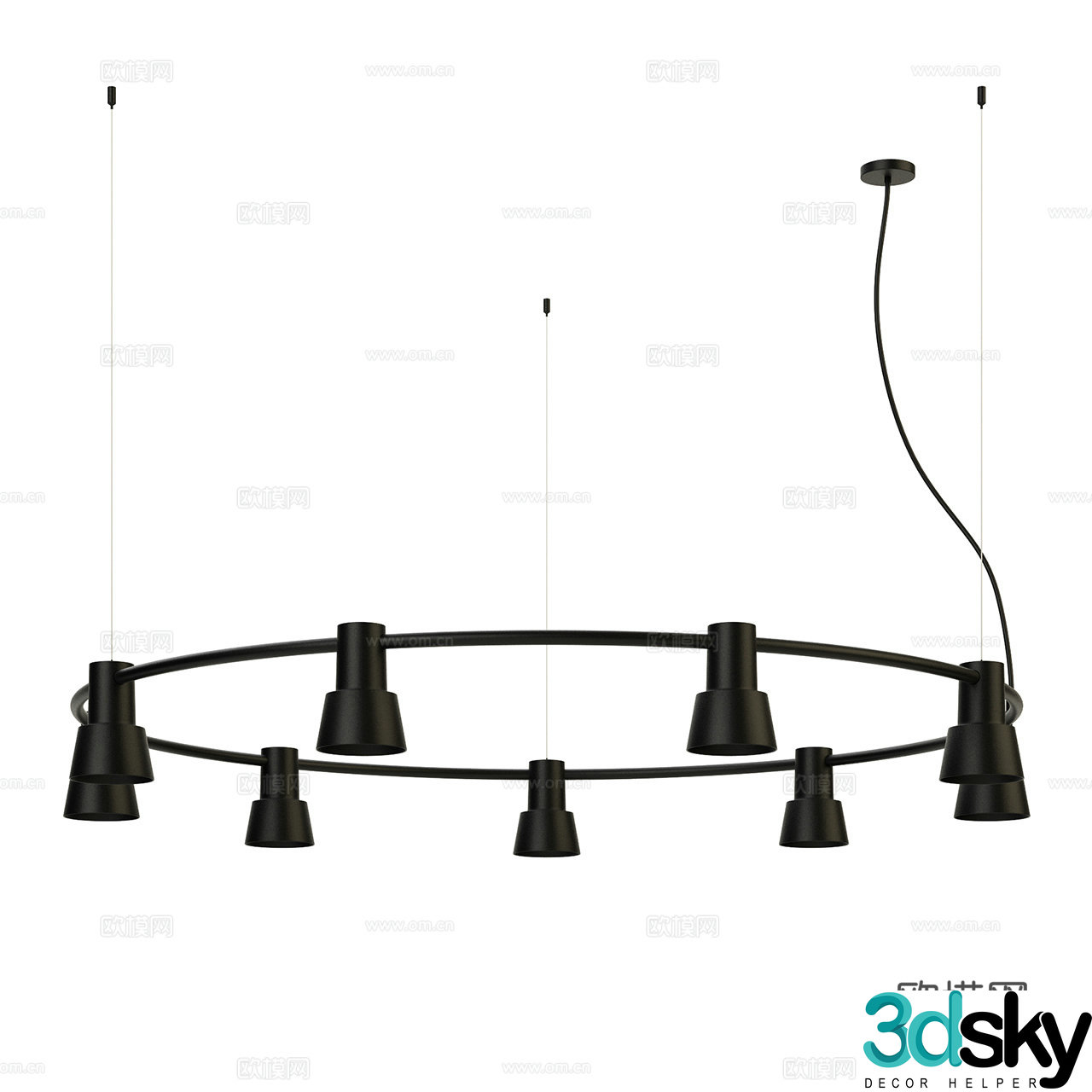 Zero modern chandelier minimalist chandelier ring chandelier metal chandelier decorative chandelier 3d model