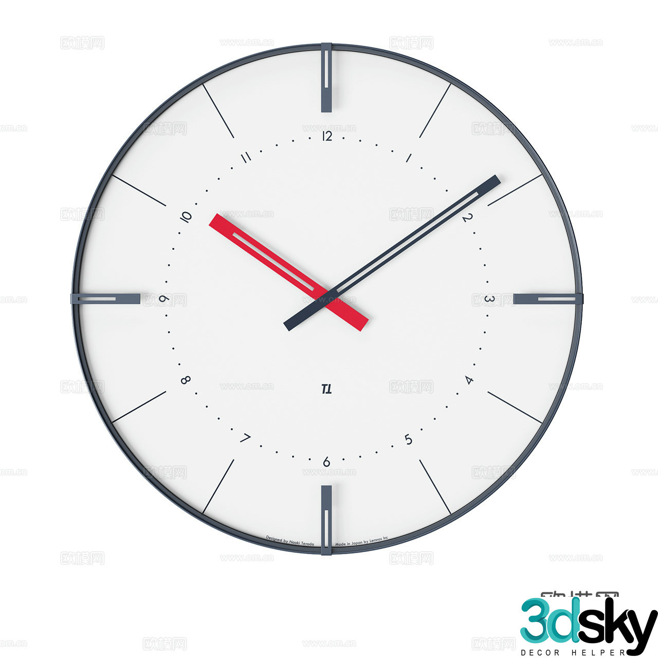 Lemnos Modern clock Wall clock Round wall clock Minimalist wall clock Decorative wall clock 3d model