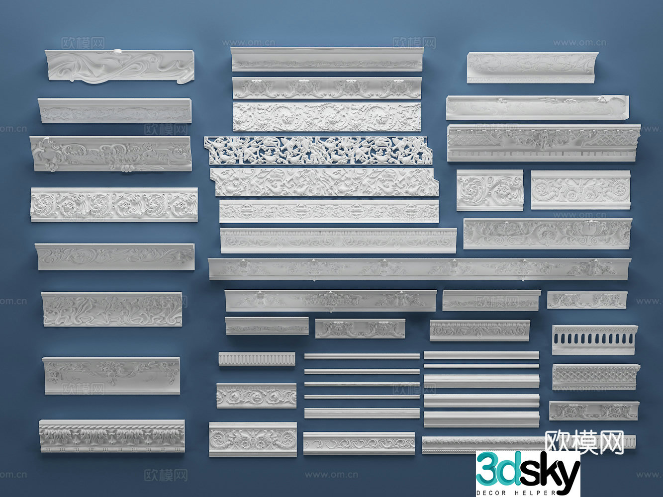European gypsum corner line component 3D model
