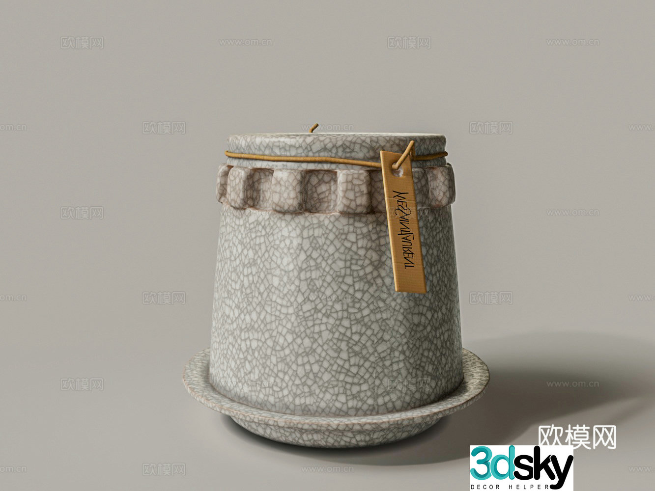 Chinese white porcelain cracked skin texture tea jar 3D model
