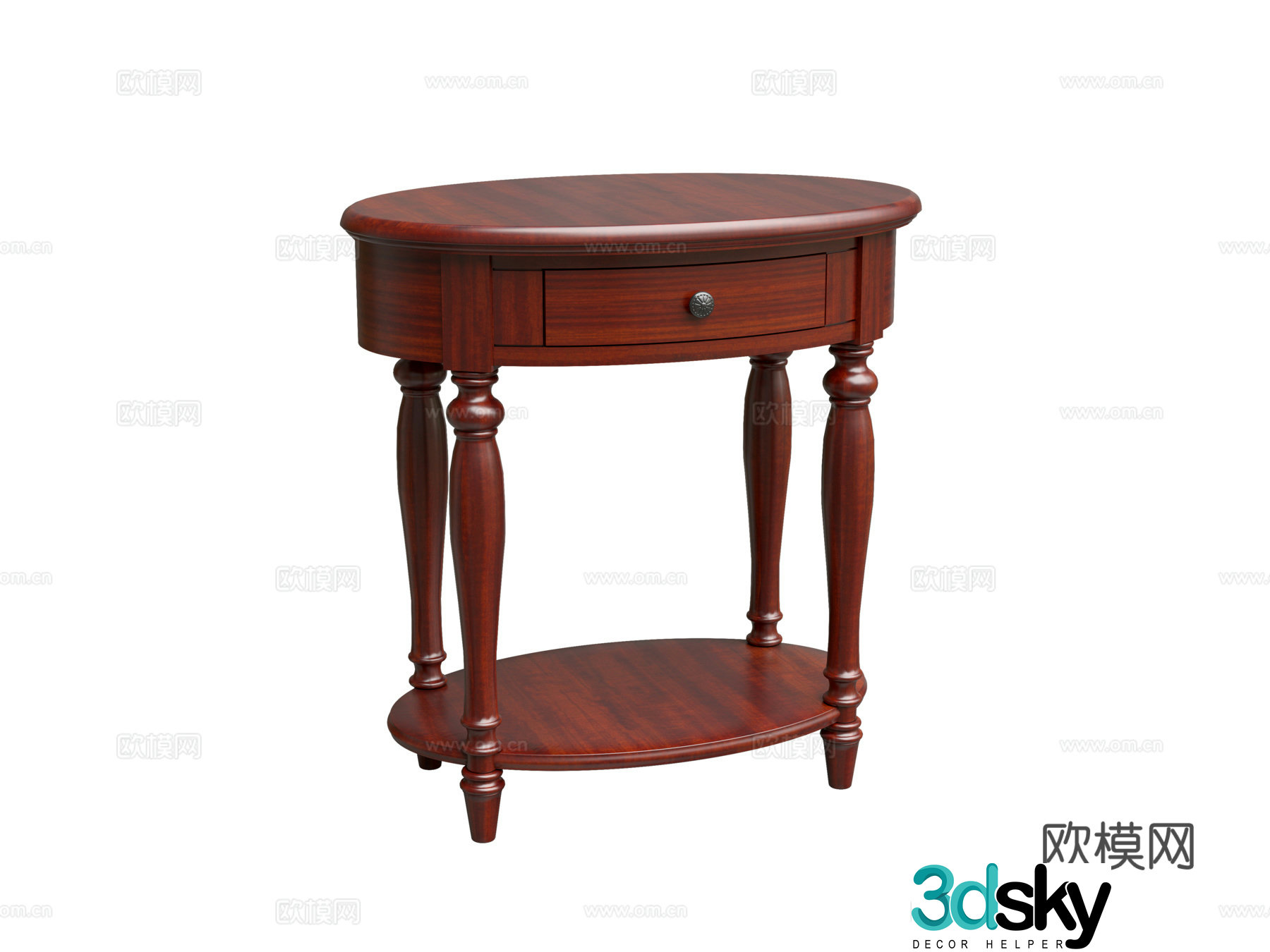American bedside table 3D model