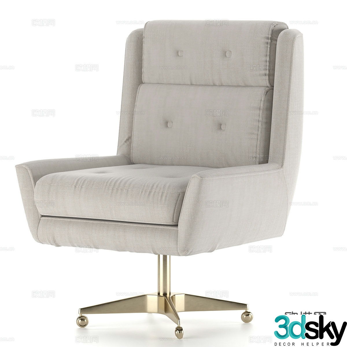 Modern Italian light luxury fabric office chair 3D model