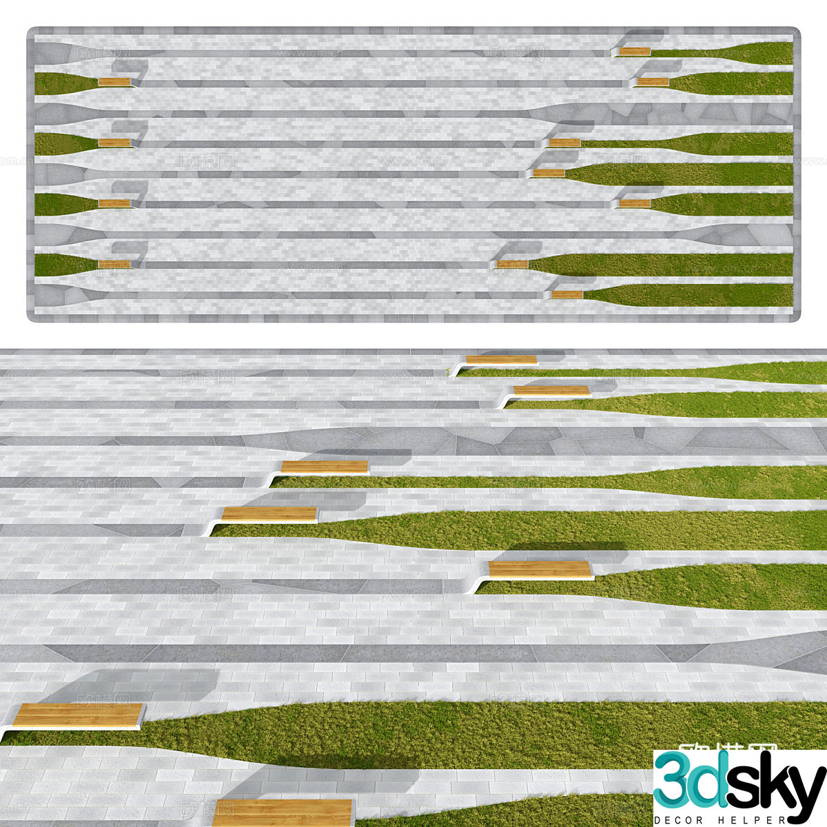 Modern park landscape Square landscape 3d model
