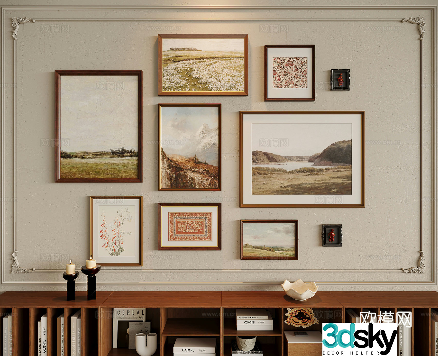 French medieval combination decorative painting 3D model