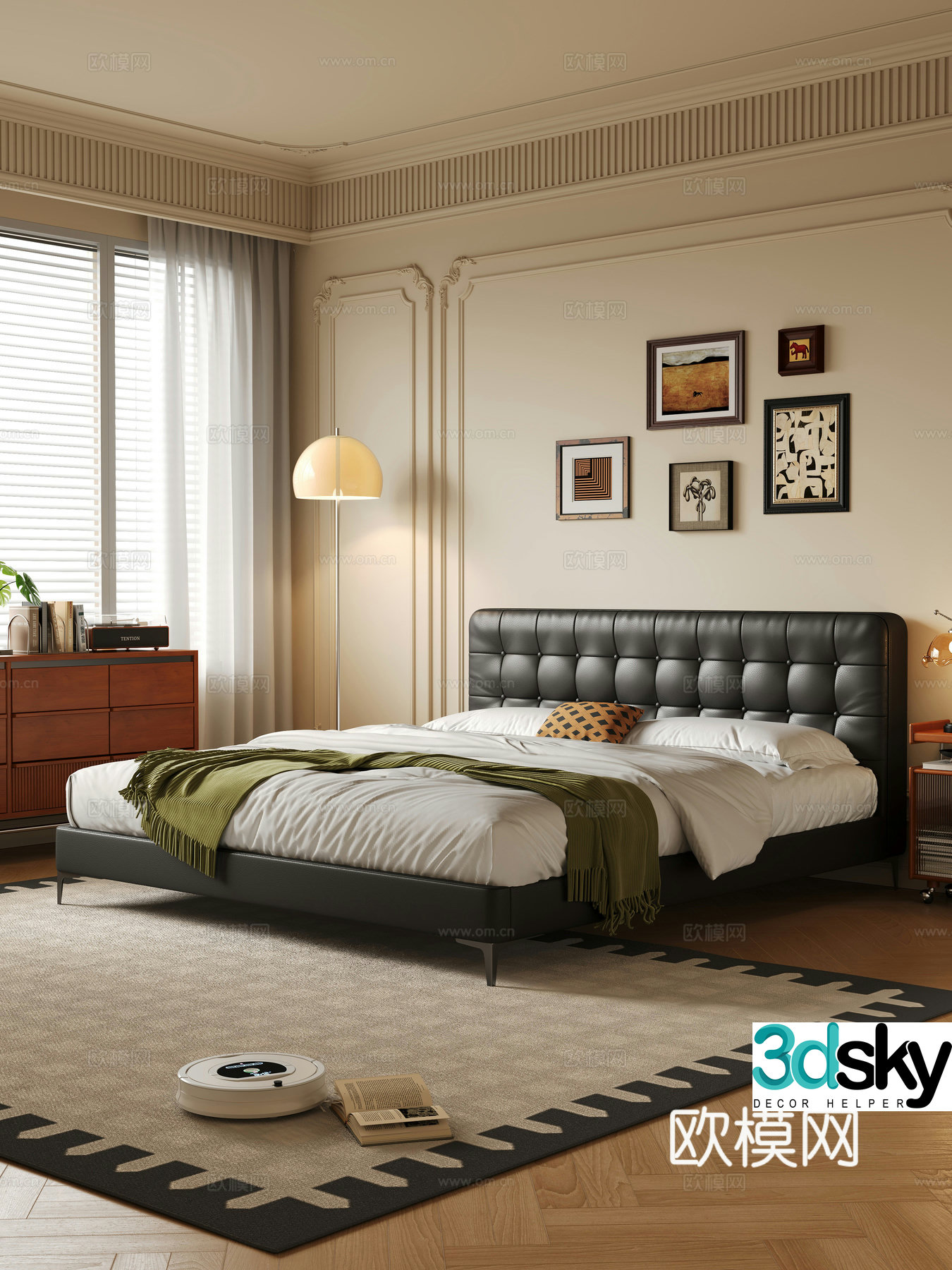 Modern French master bedroom medieval style master bedroom medieval style double bed French double bed 3D model