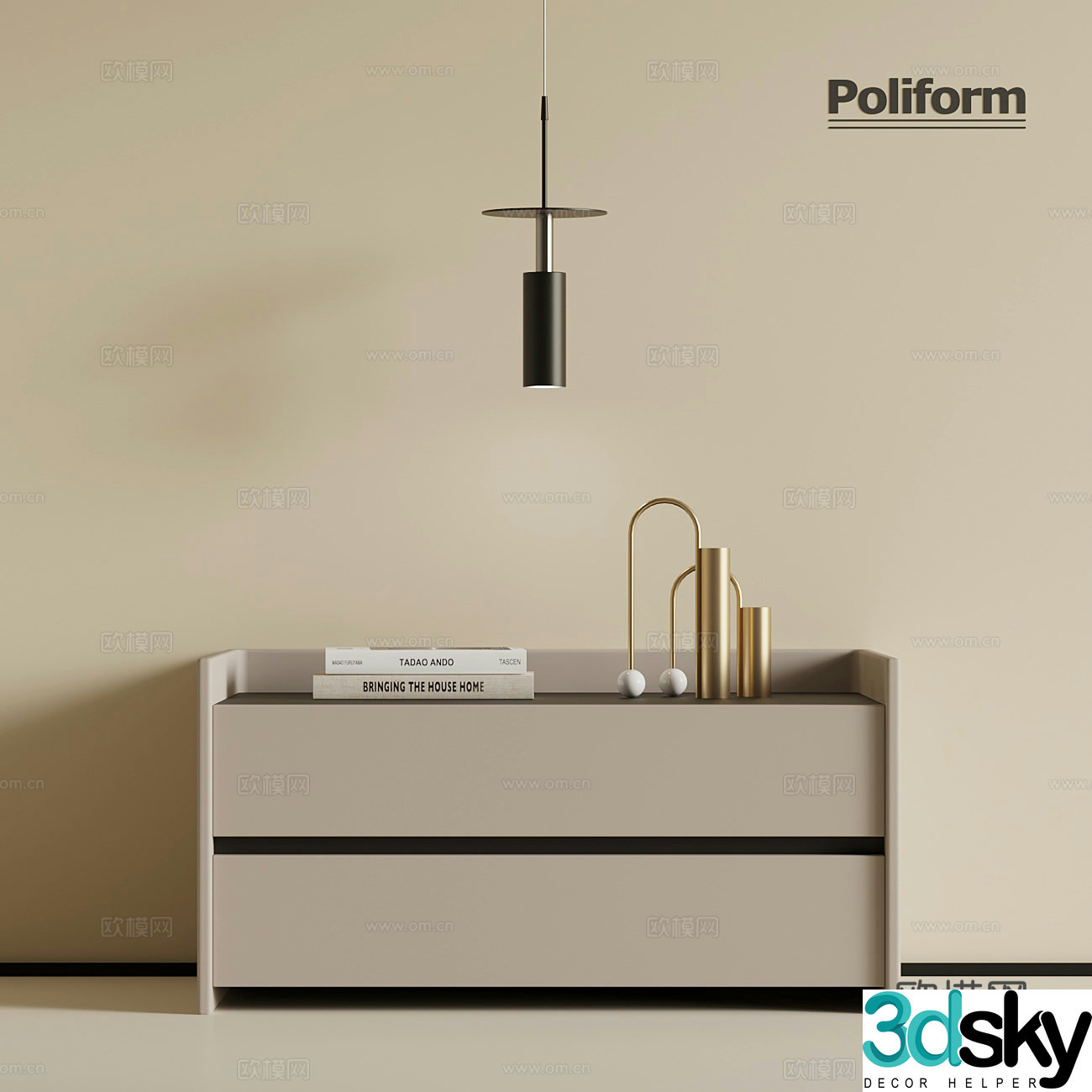 Modern bedside table chandelier 3d model