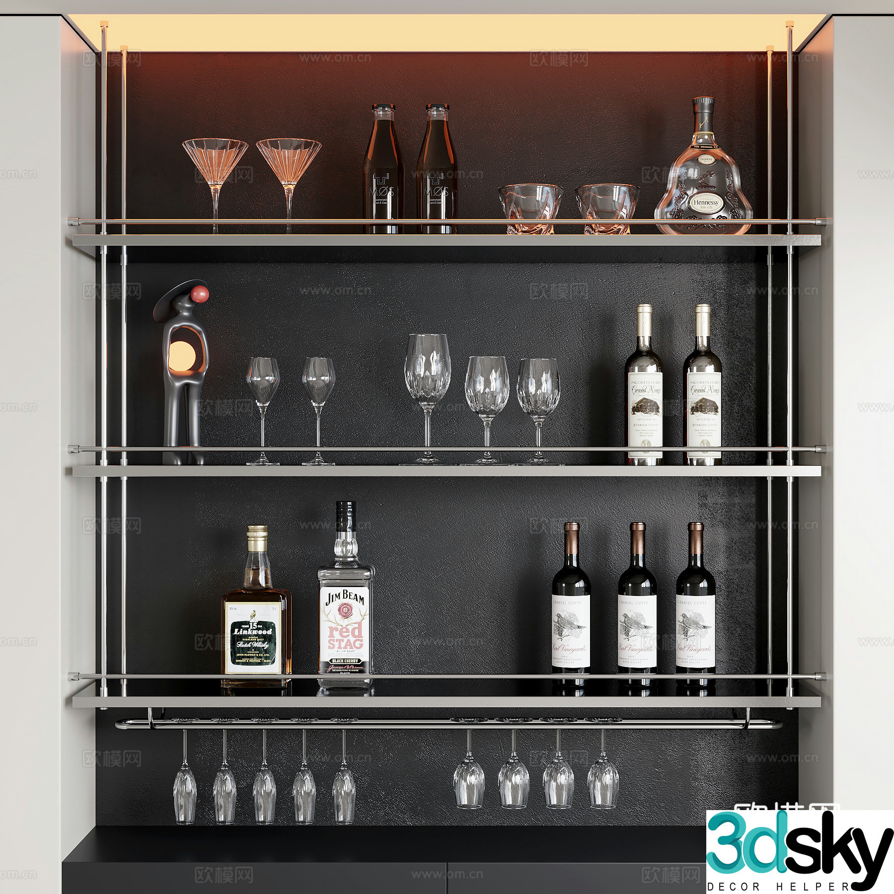 Modern wine cabinet wine rack 3d model