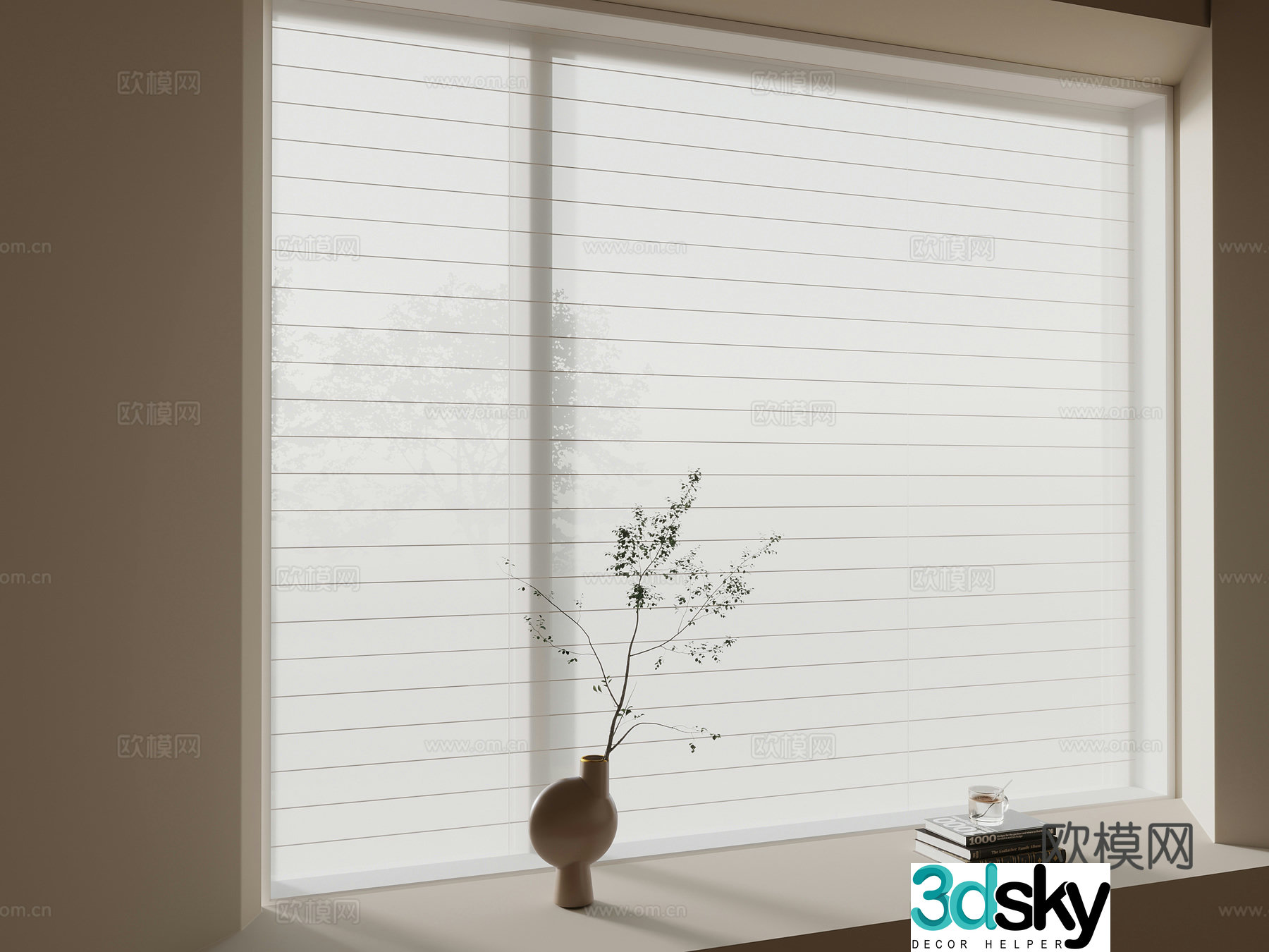 Modern curtains pull curtains roller blinds 3D model