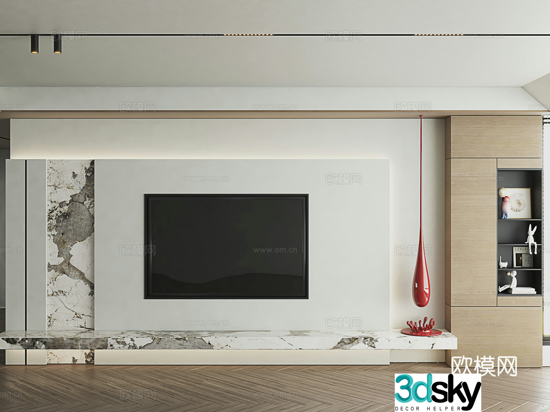 Modern TV background wall Simple TV background wall 3d model