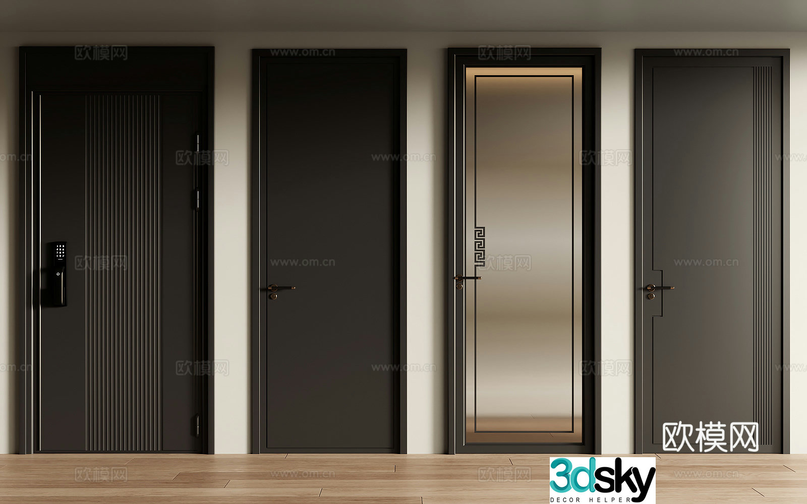 Medium style single door 3D model