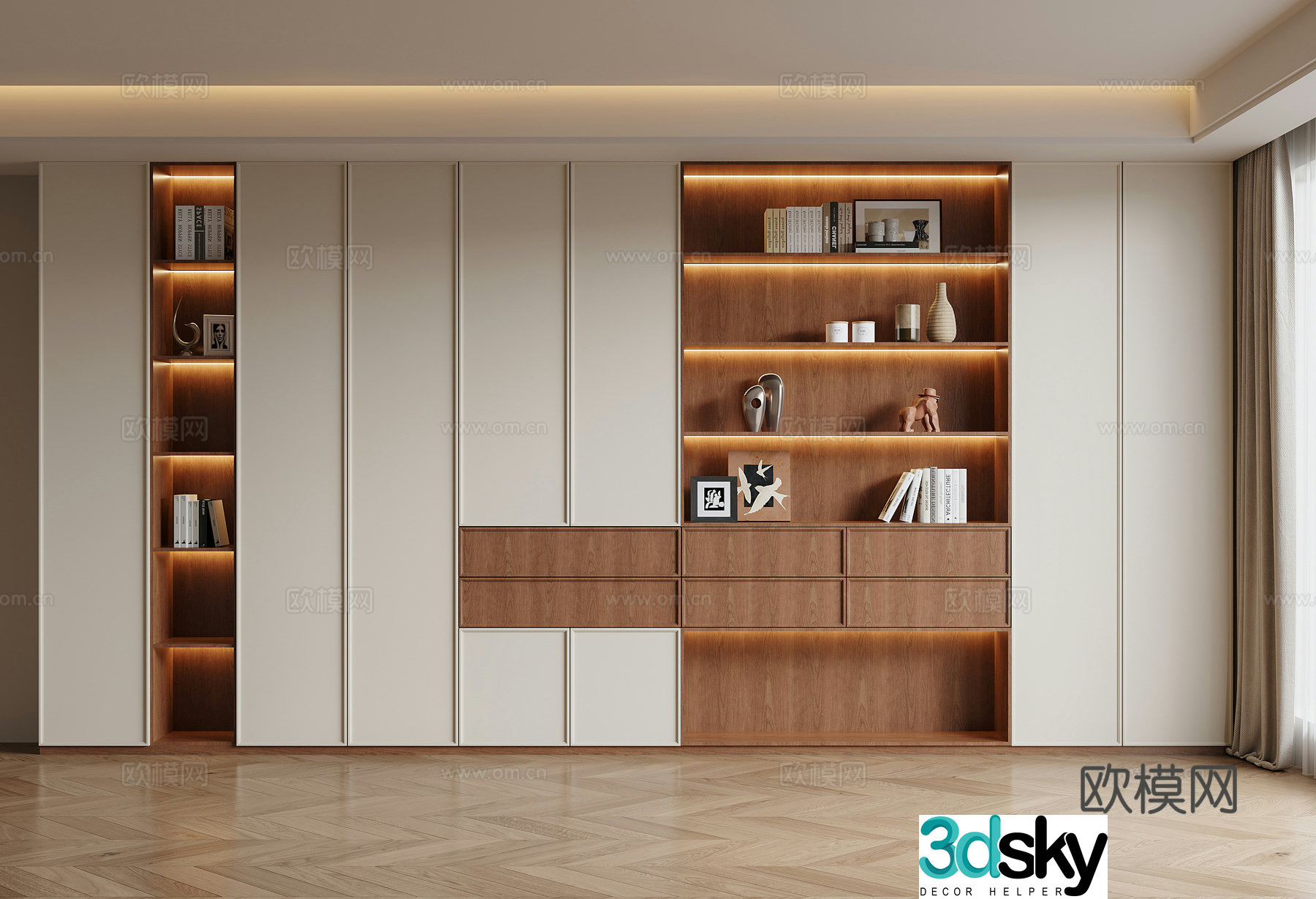 Modern medieval style bookcase 3d model
