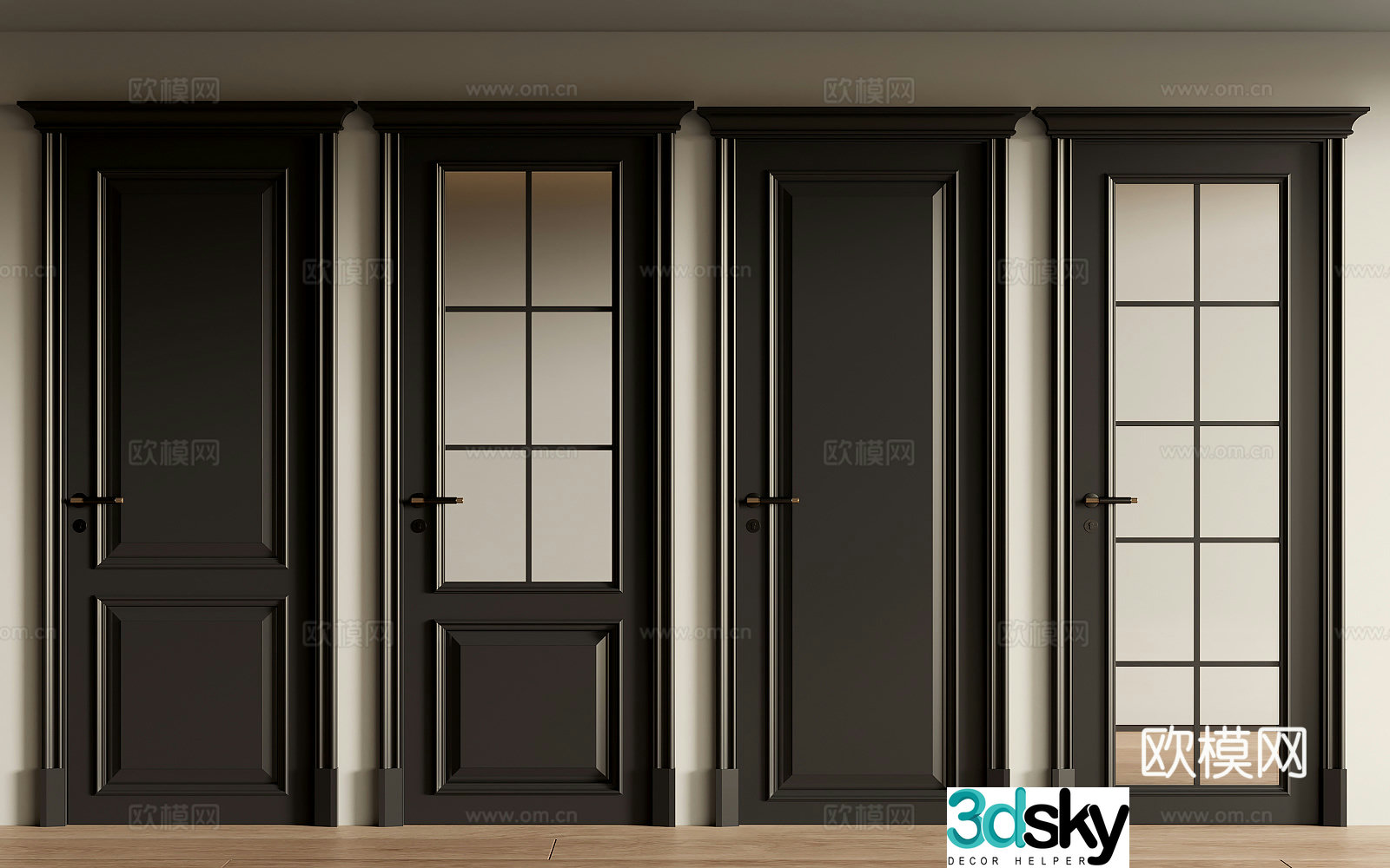 Medium style single door 3D model