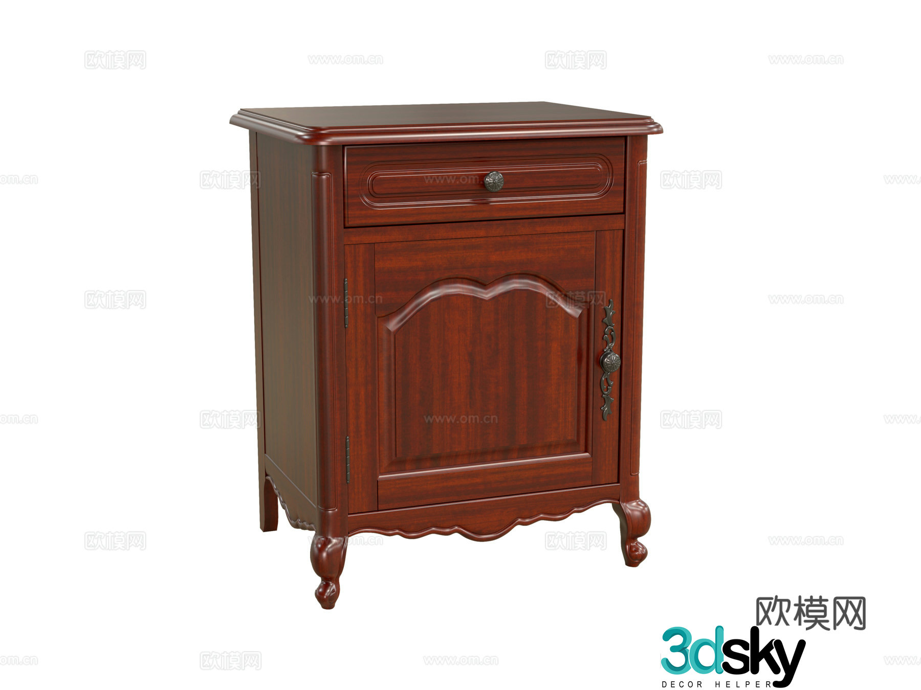 American bedside table 3D model