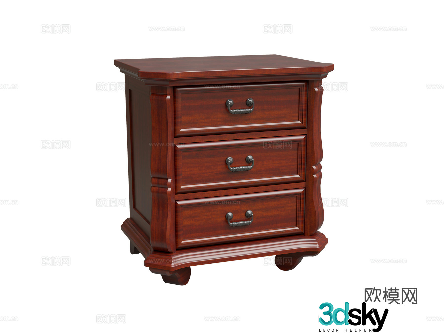 American bedside table 3D model