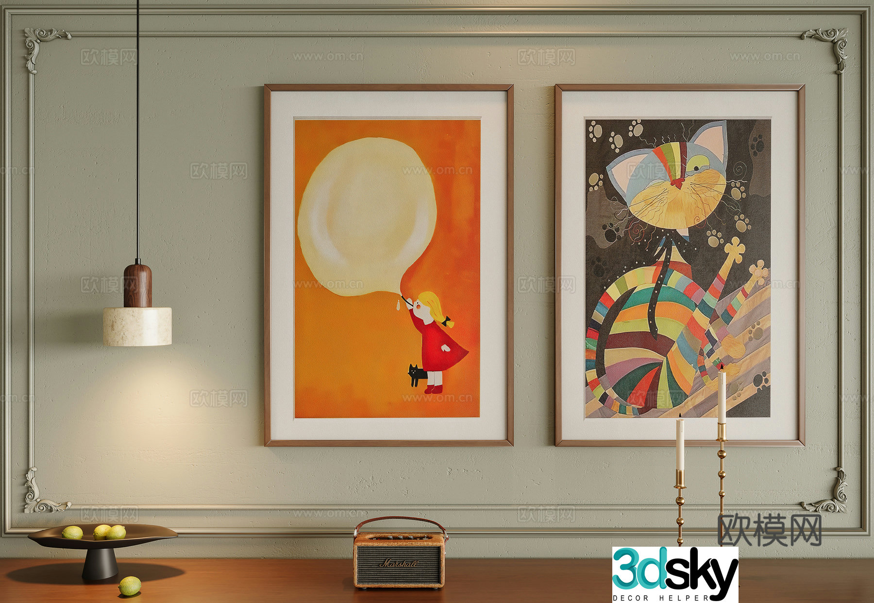 Middle-aged dopamine decorative painting 3d model