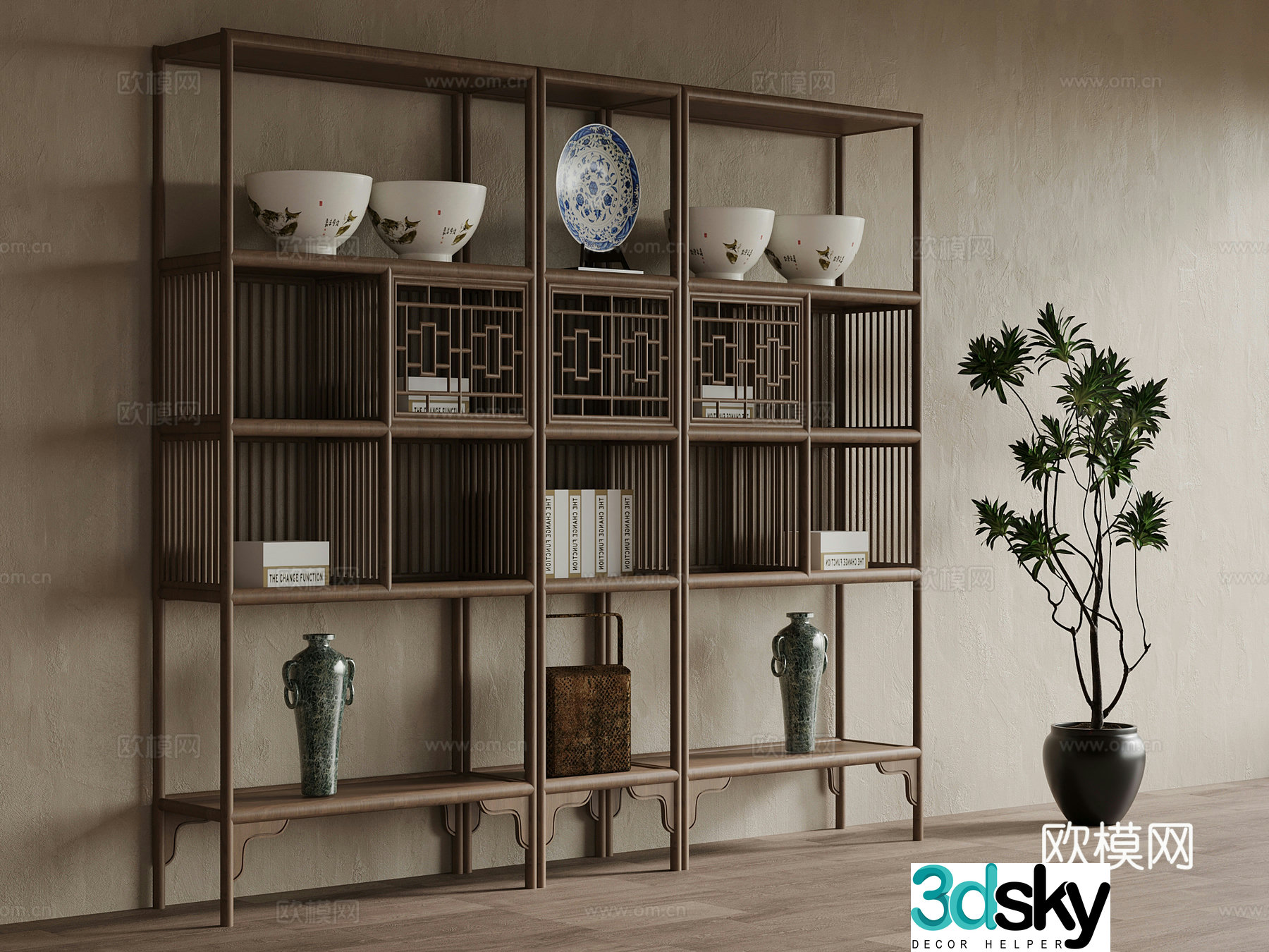 New Chinese style 3D model of Bo Gu shelf