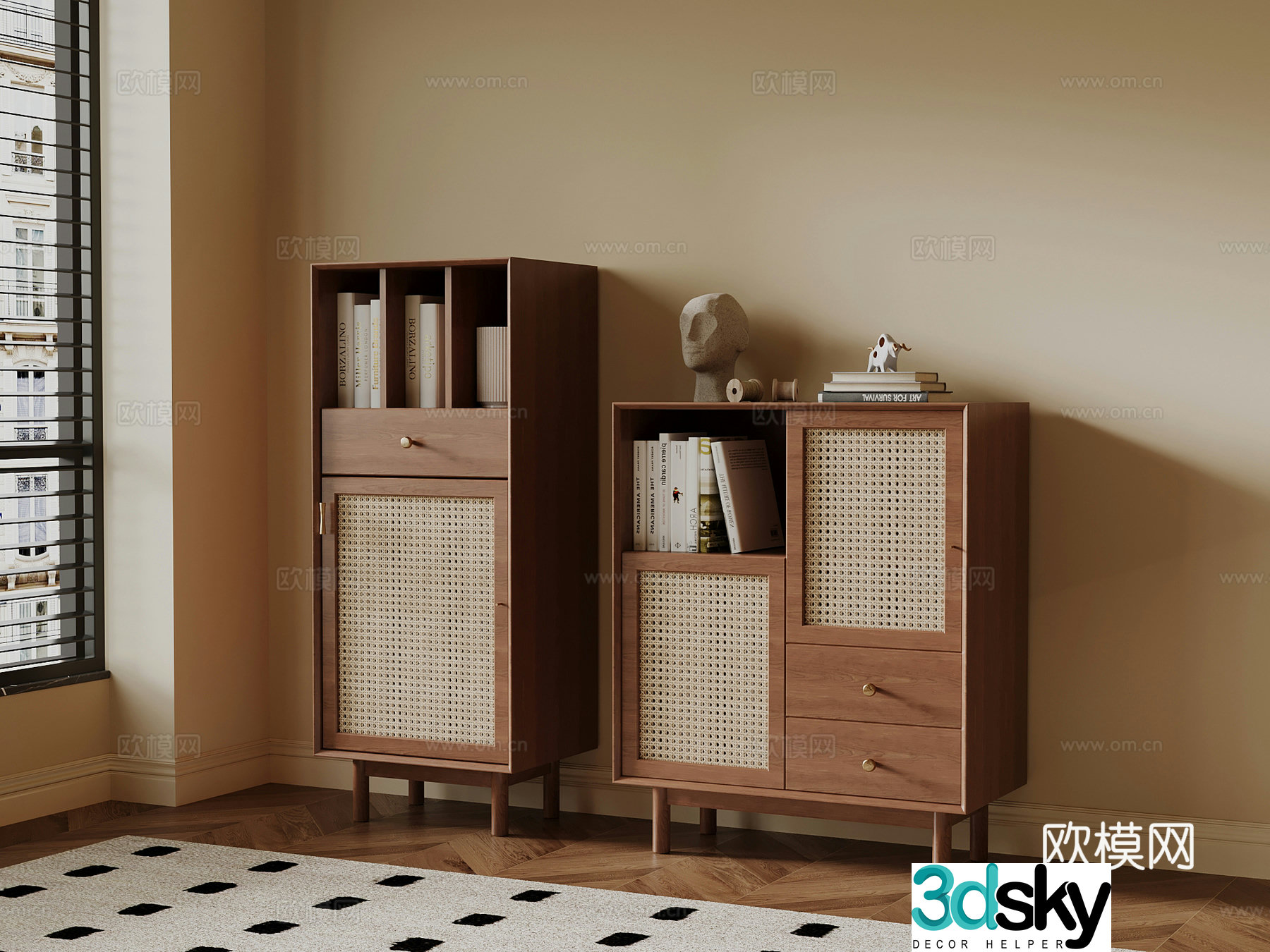 Middle-aged style chest of drawers 3D model