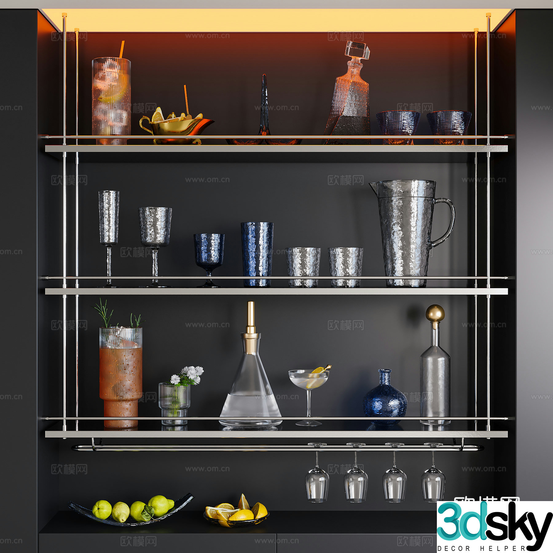 Modern wine cabinet wine rack 3d model