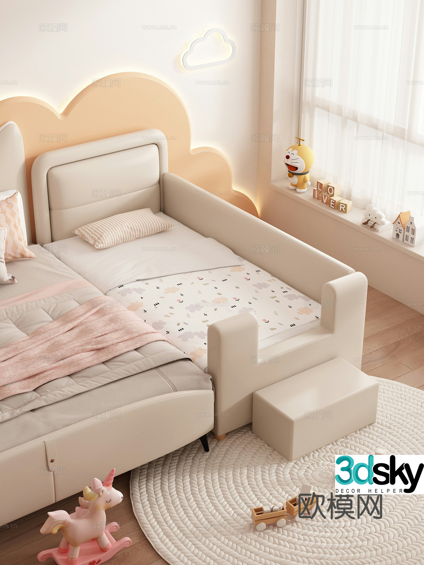 Spliced â€‹â€‹bed Children’s bed Crib Bedroom Toys Girls’ Room 3D Model