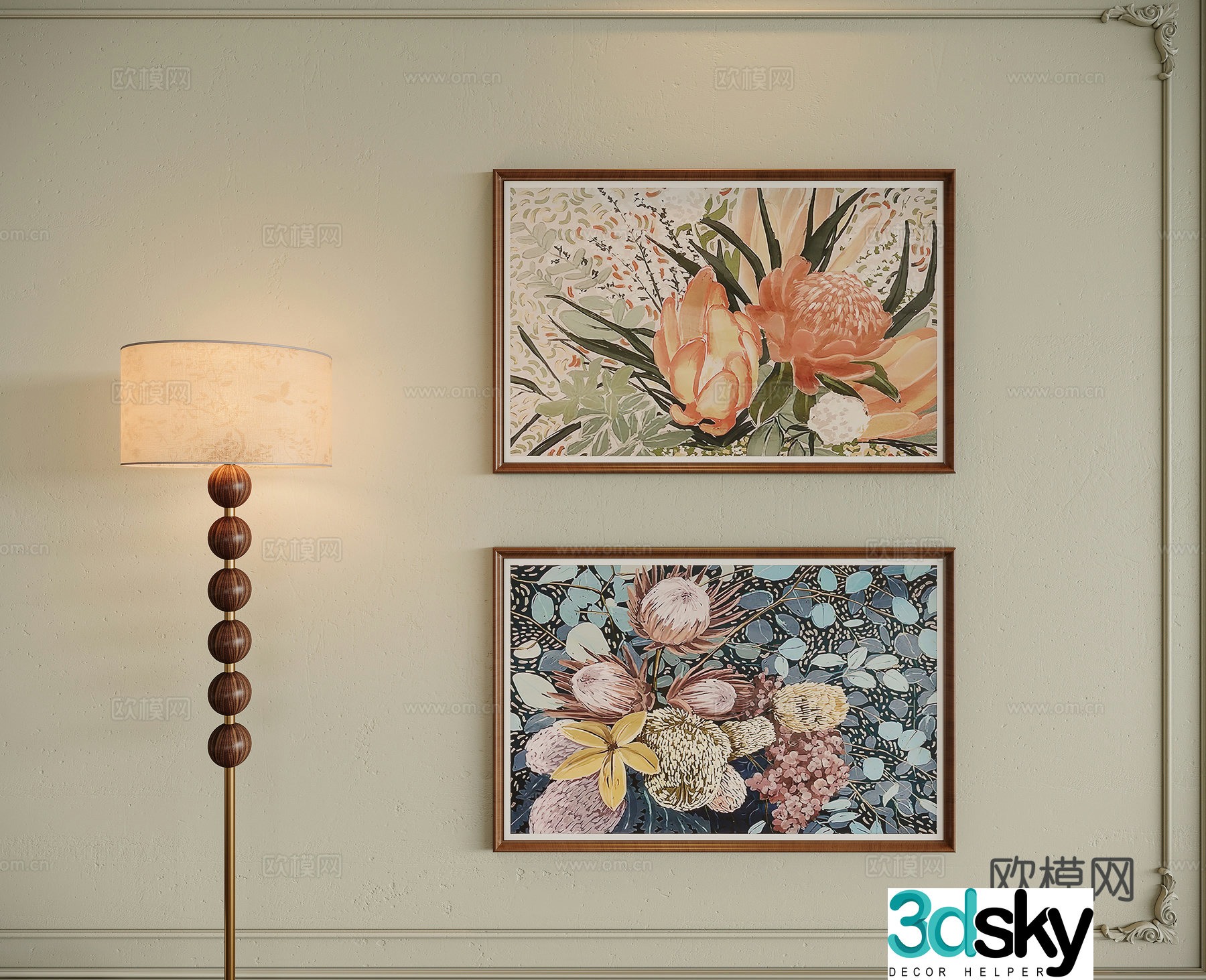 Middle-aged style combination decorative painting 3D model