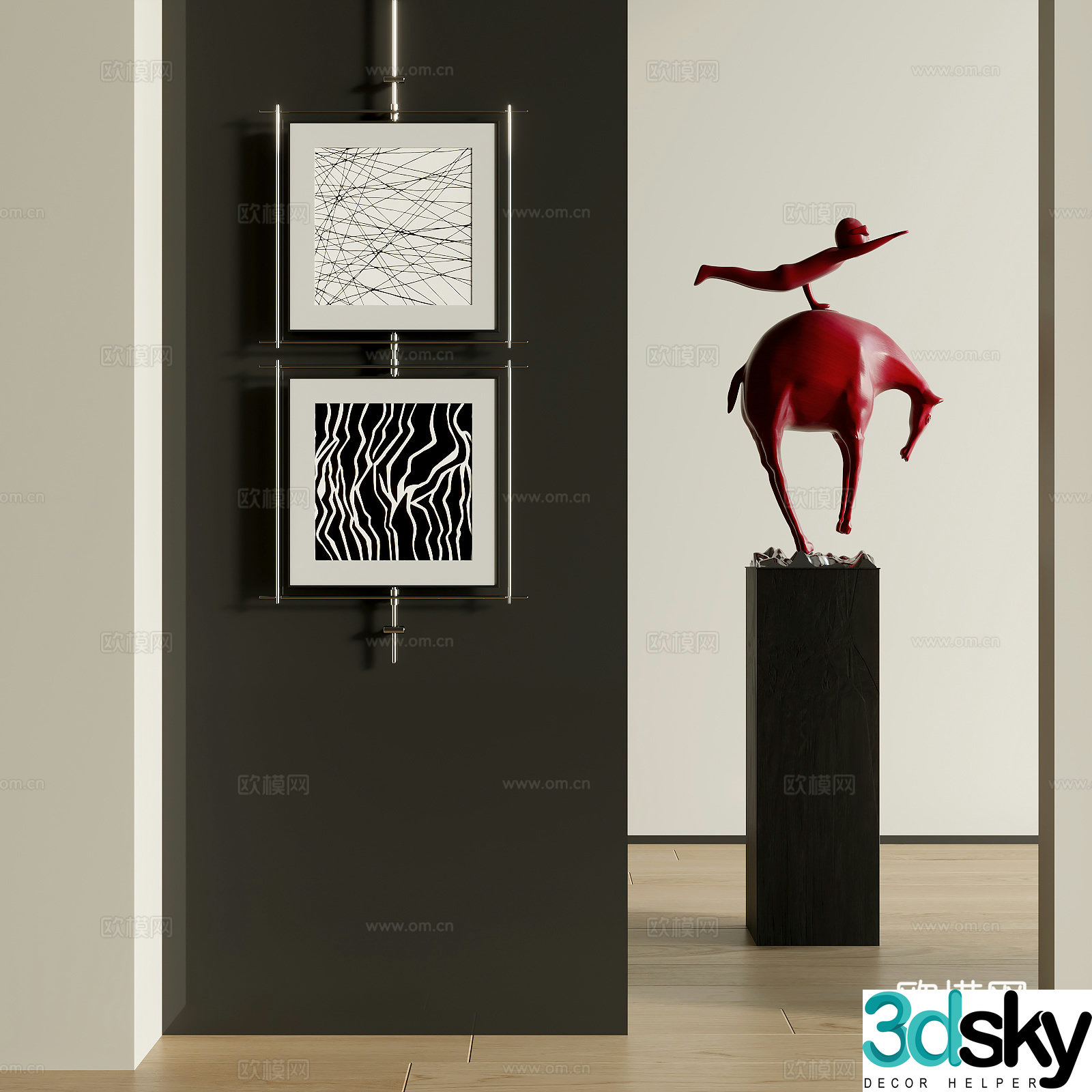 Modern sculpture installation 3d model