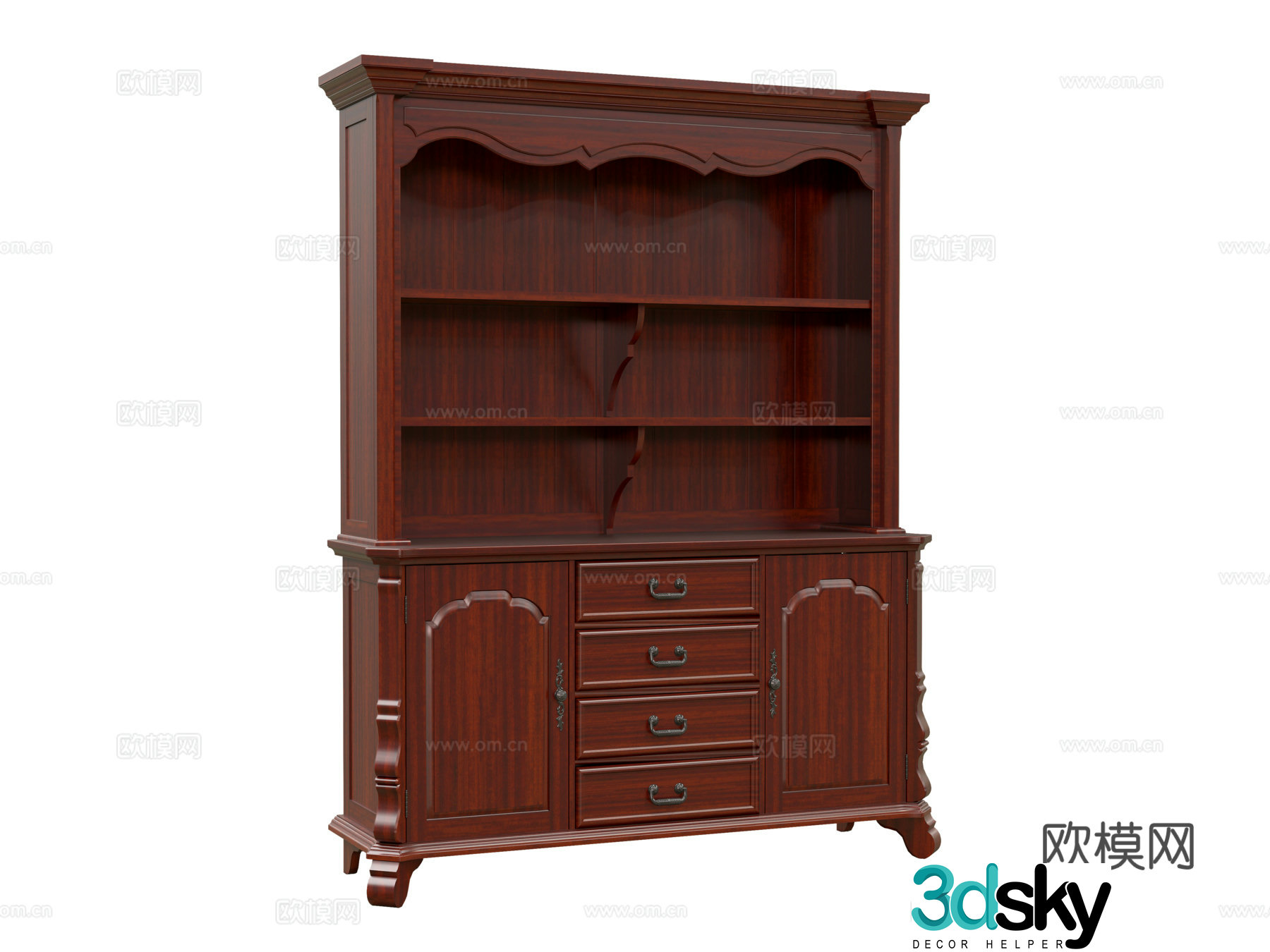 American bookcase 3d model