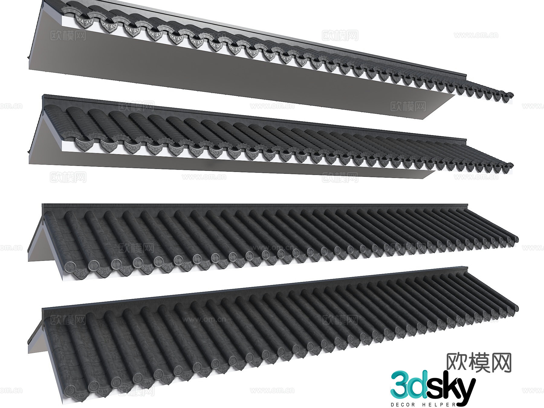 Chinese eaves ancient building roof roof style traditional building roof hexagonal roof Han roof volume 3d model