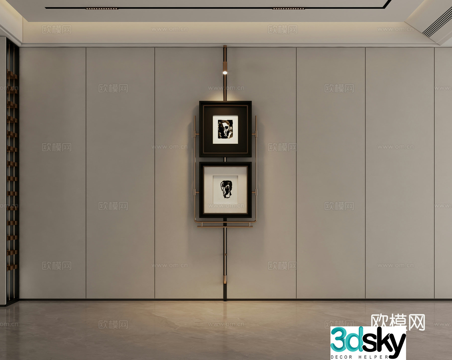 Light luxury metal track hanging painting 3d model