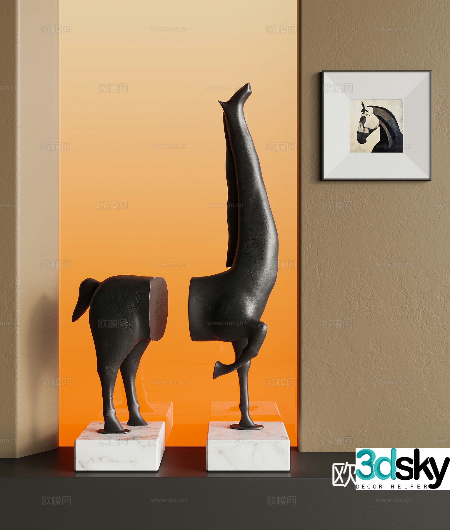 Middle-aged sculpture ornaments 3D model