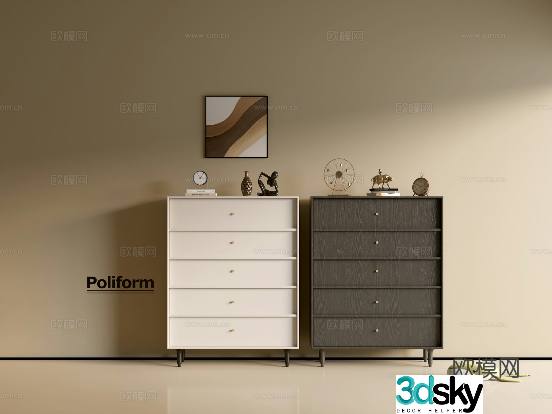 Modern black cabinet cream cabinet ins wind side cabinet chest cabinet low cabinet whole cabinet side cabinet 3d model