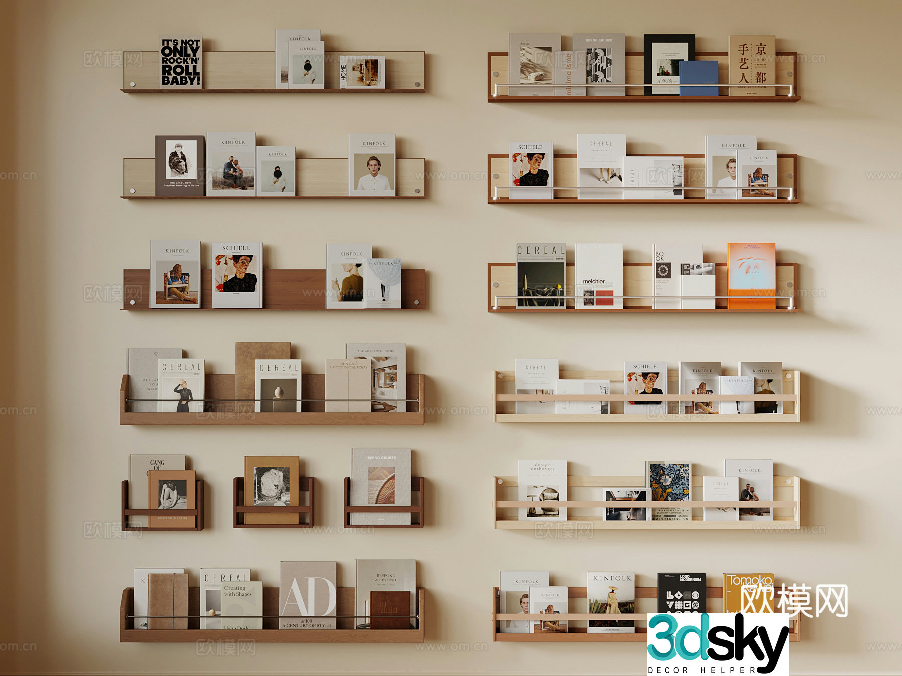 Middle-aged bookshelf 3D model