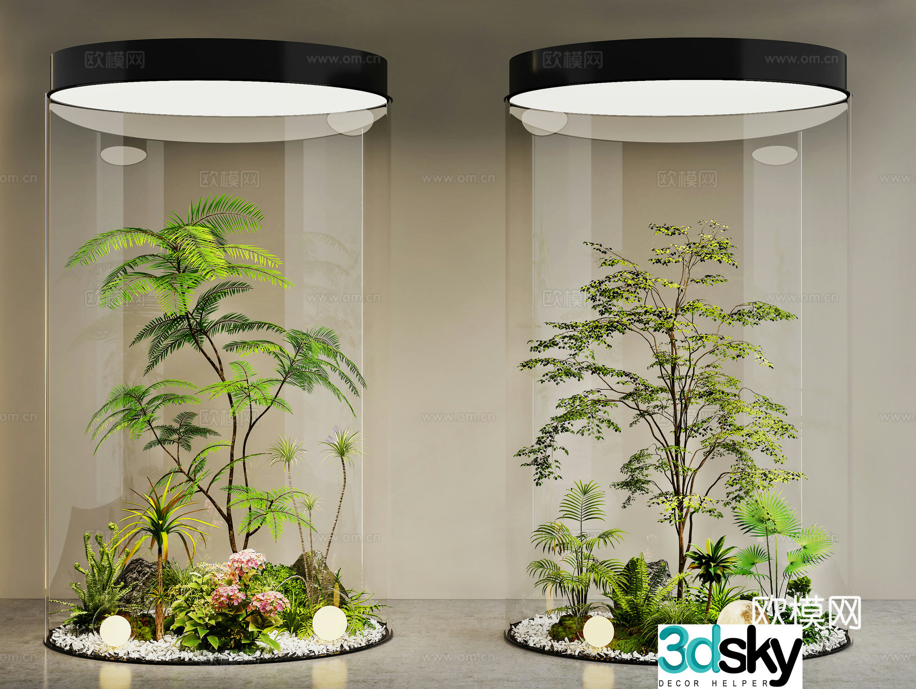 Modern interior landscape Landscape Plant pile Landscape Tree Glass cabinet Landscape Landscape Green Plant 3D Model