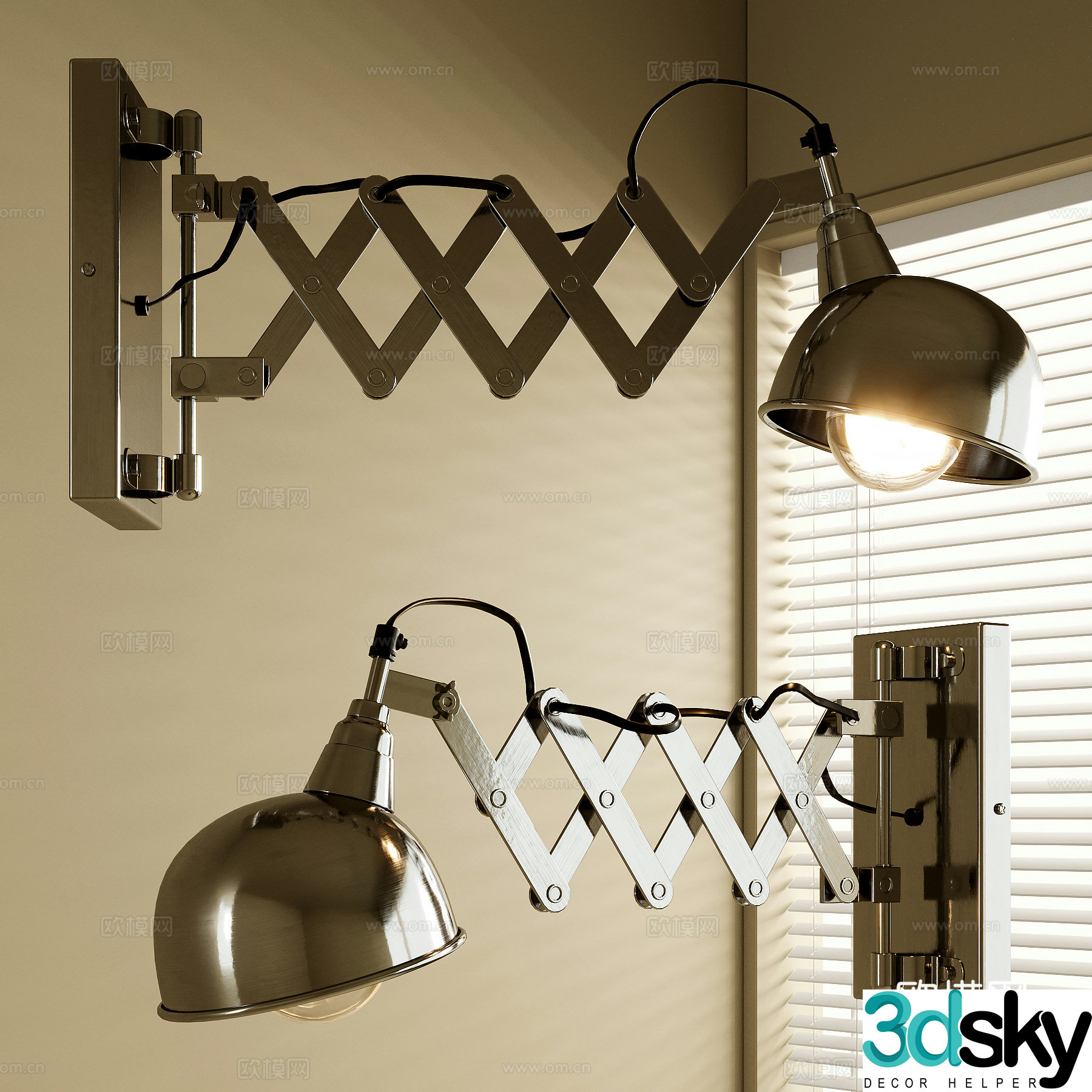 Industrial style metal wall lamp 3d model