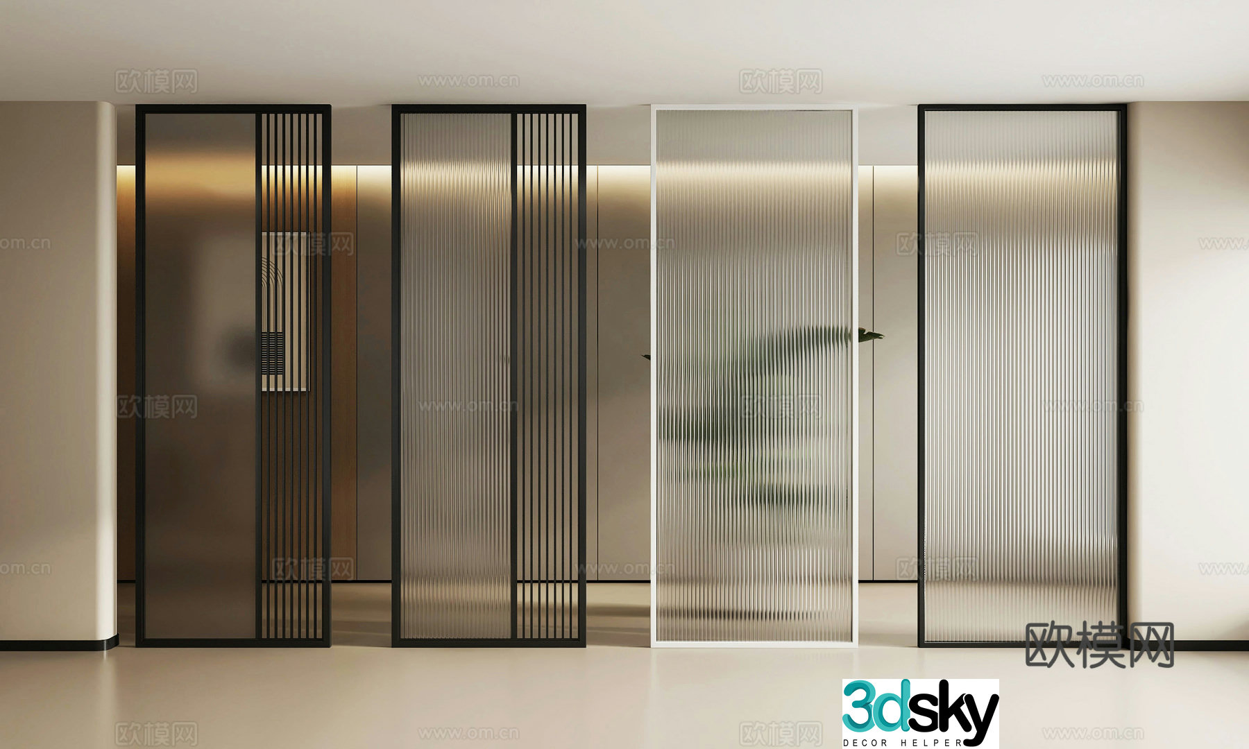Modern glass partition 3d model