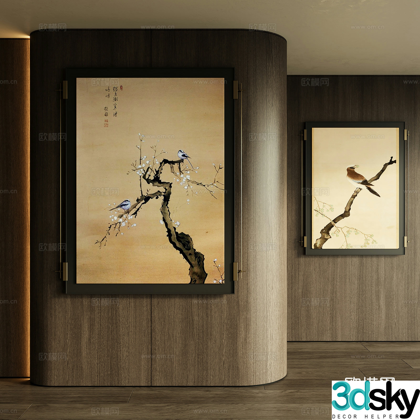 New Chinese style decorative painting 3D model