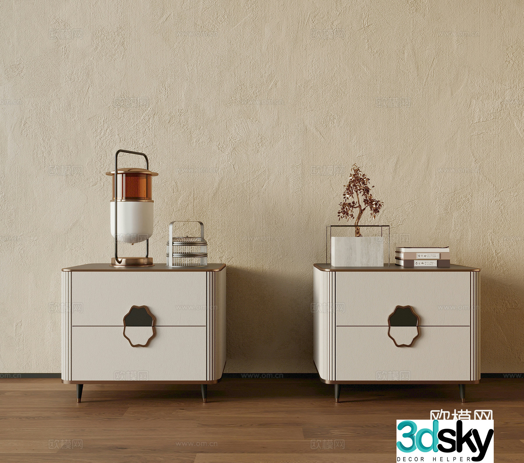 New Chinese style bedside table 3D model