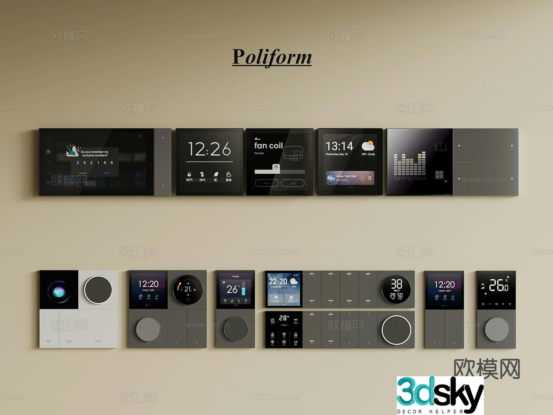Modern switch Air conditioning control panel Smart voice display Video phone 3D model