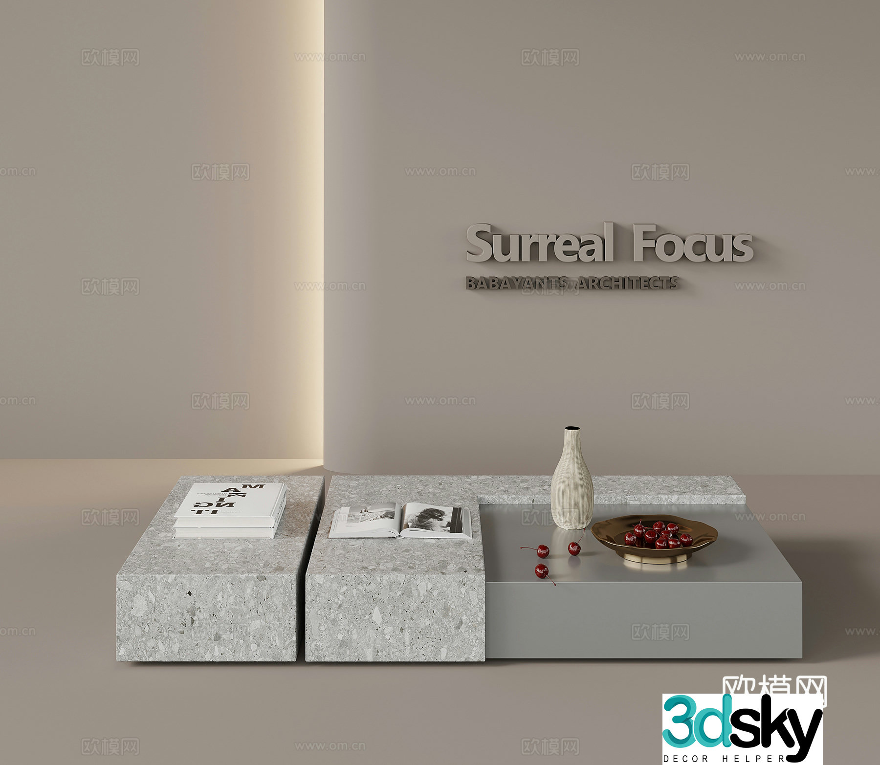 Modern simple coffee table Square coffee table 3D model