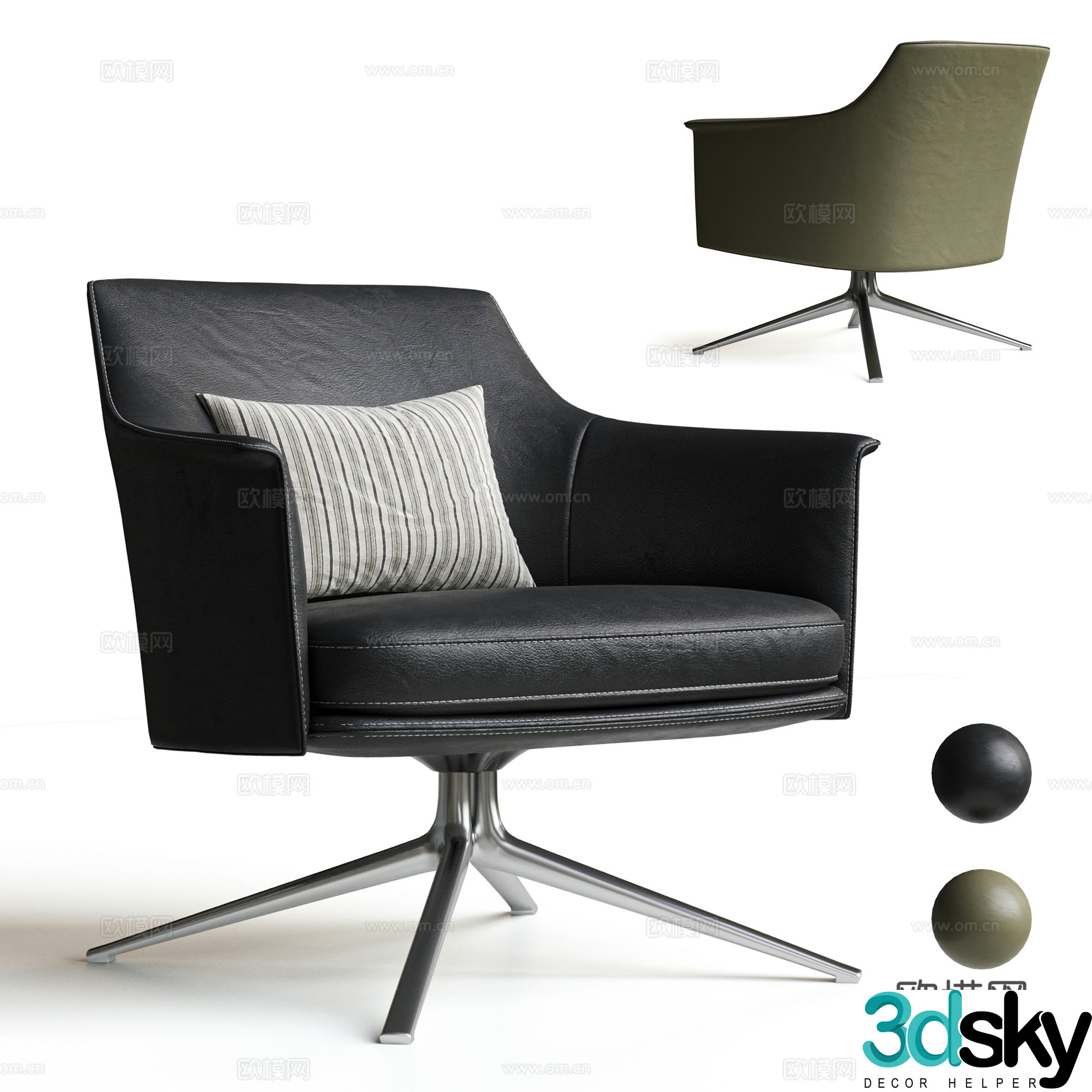 POLIFORM modern Italian casual chair sofa chair leather casual chair 3d model