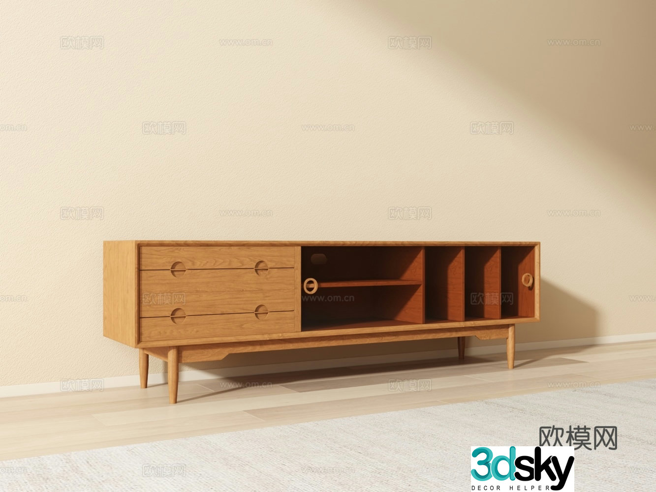 Middle-aged TV cabinet 3D model