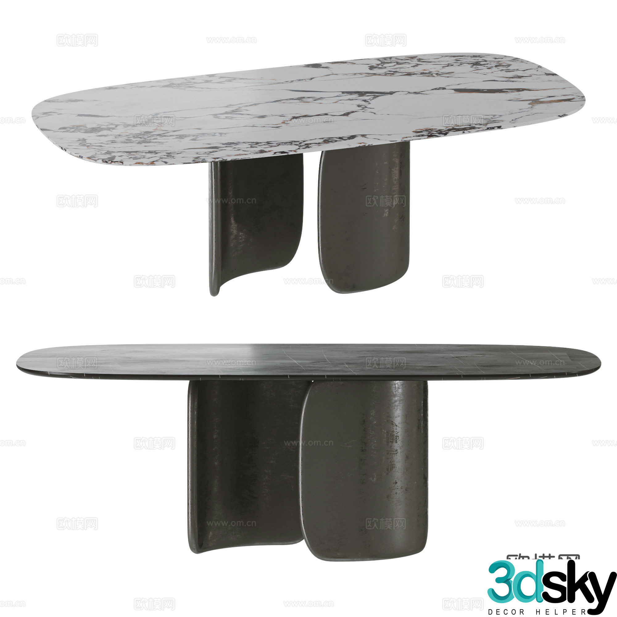 molteni&c modern Italian dining table rock slab dining table luxury stone dining table 3d model