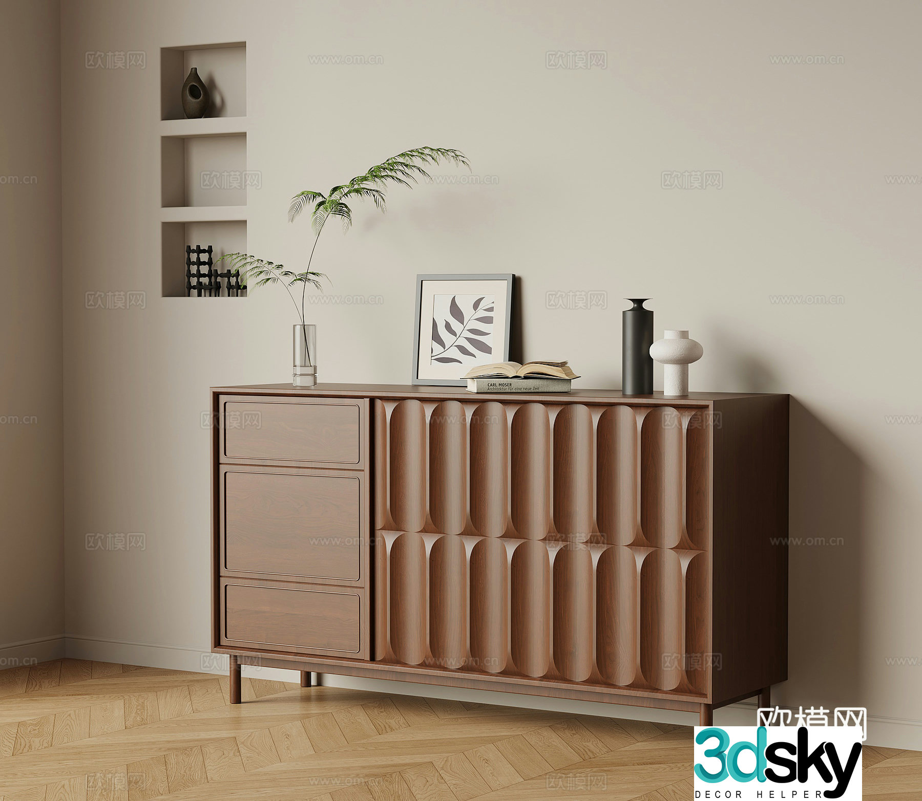French retro entrance cabinet side cabinet 3D model