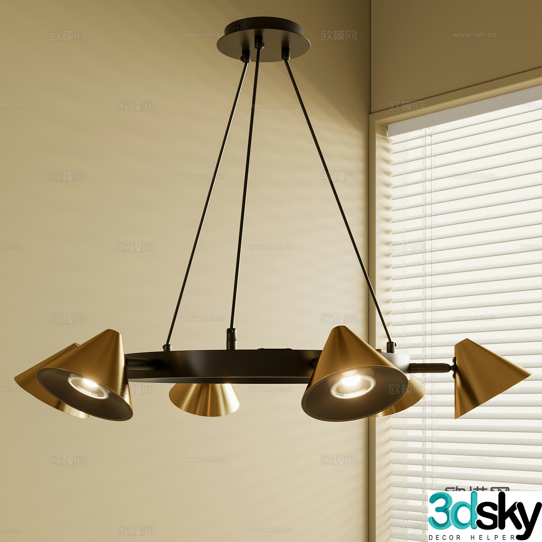 French medieval style chandelier 3d model