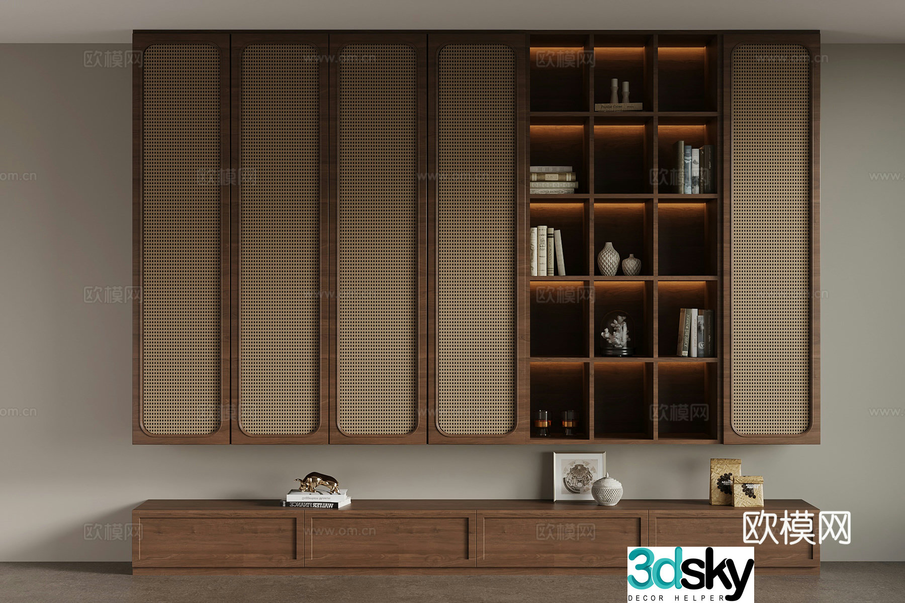 3D model of medieval style bookcase