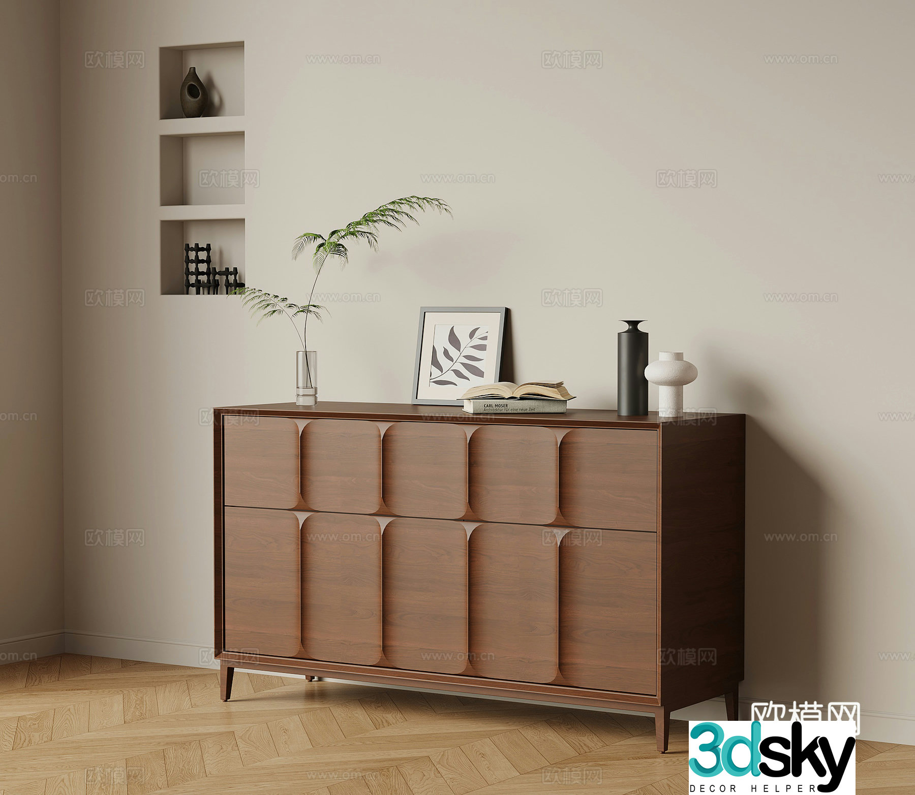 French retro entrance cabinet side cabinet 3D model