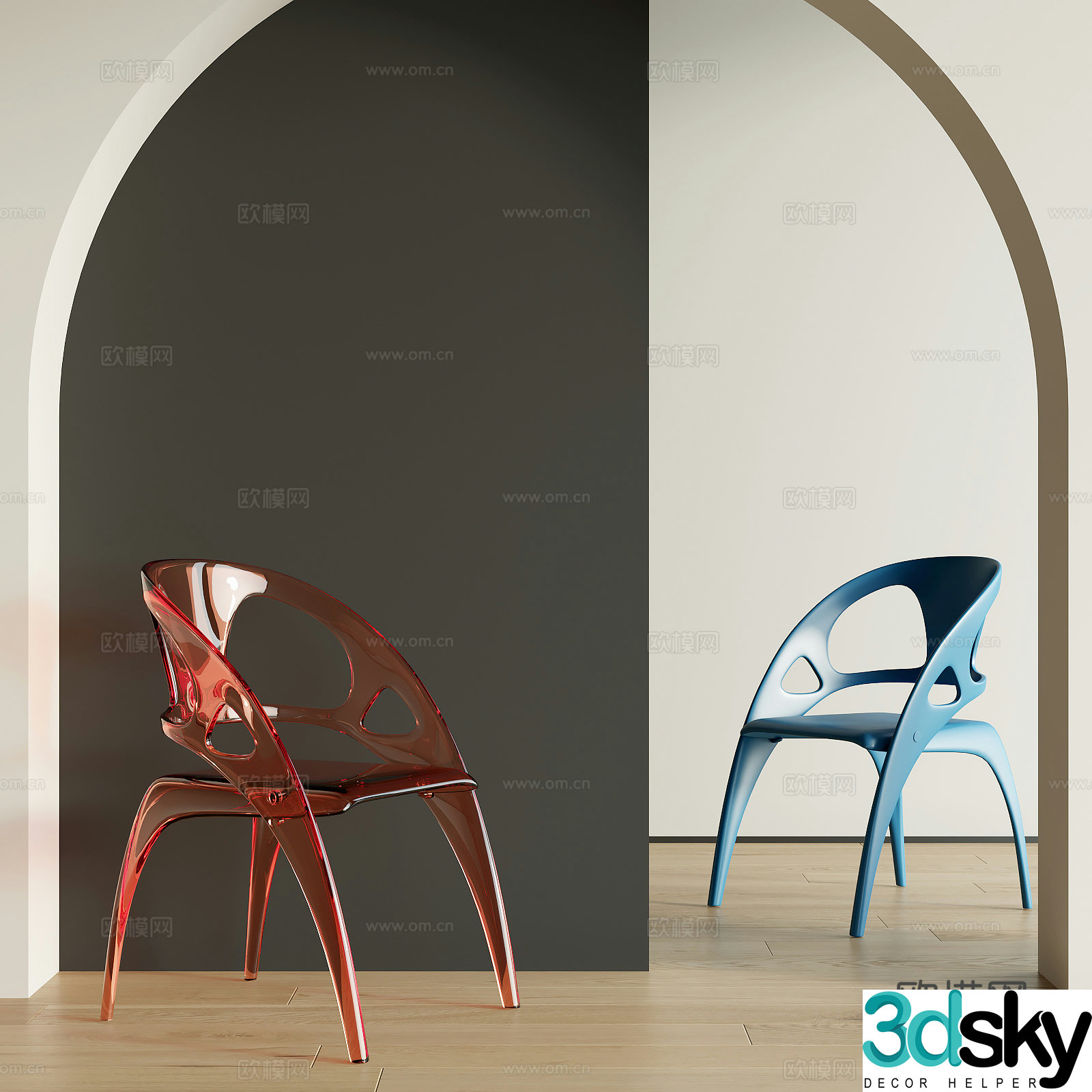 Modern acrylic single chair 3d model