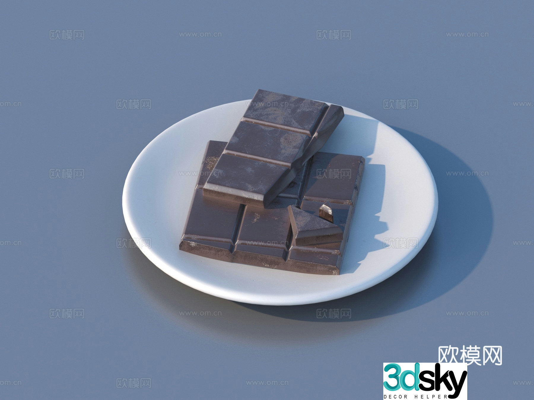 Chocolate Food Plate 3d Model