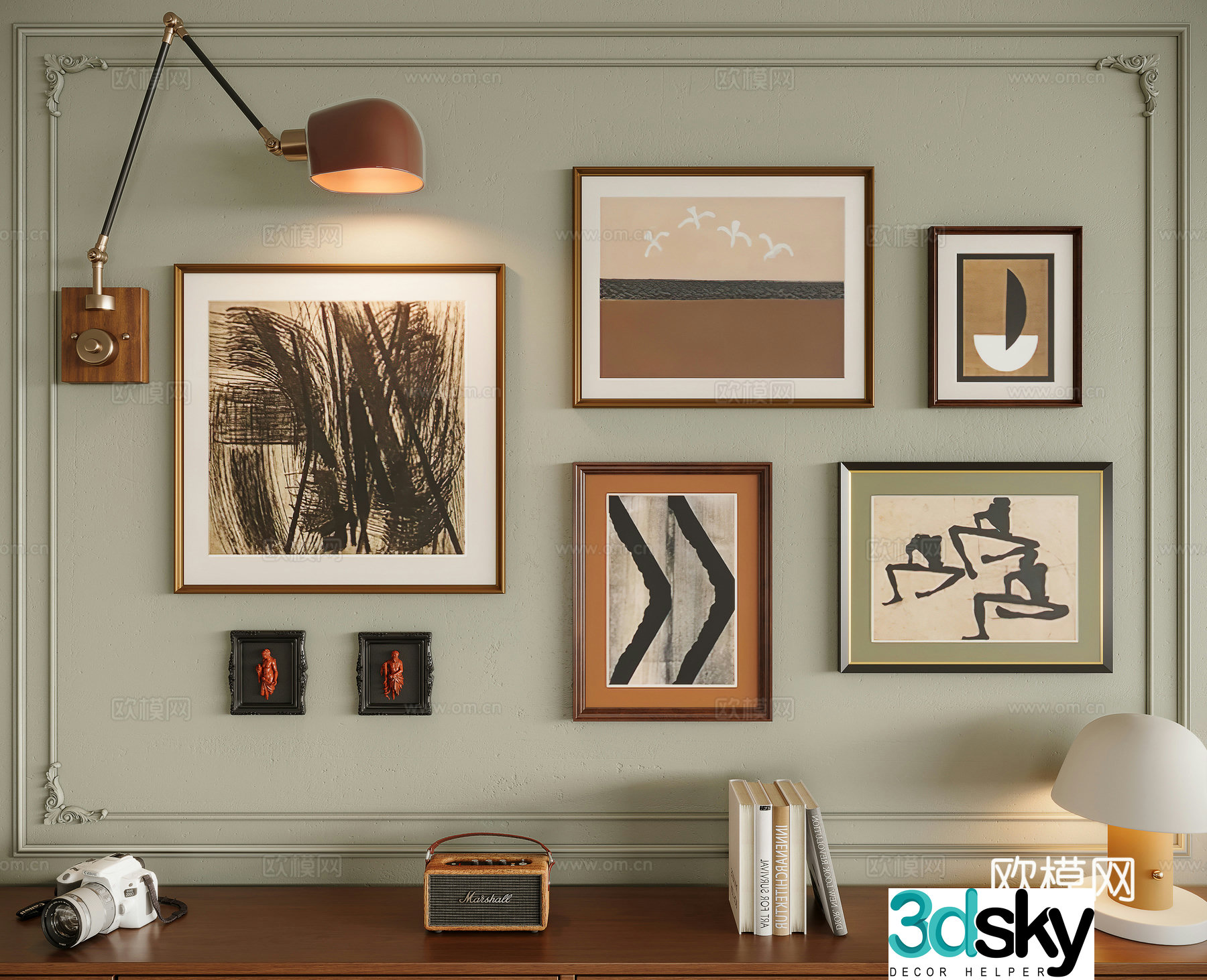 French medieval combination decorative painting 3D model